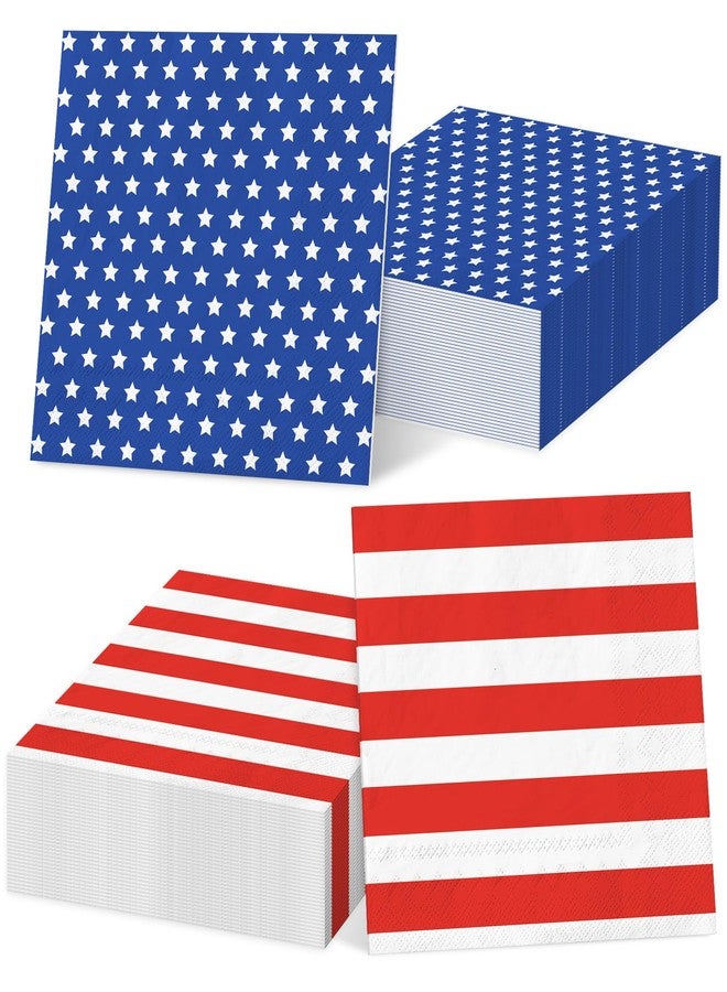 JarThenaAMCS 100Pcs 4th of July Paper Napkins 3ply American Flag Star Stripe Disposable Beverage Napkins Patriotic Cocktail Dinner Napkins for Independence Day Party Supplies - Image 1